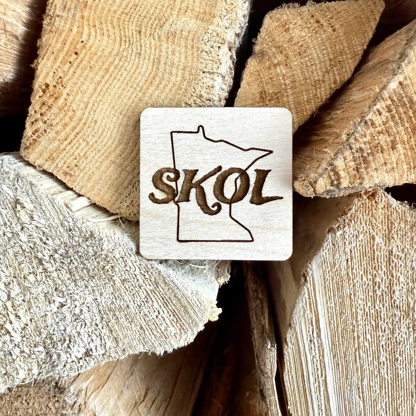 Magnet SKOL Minnesota Engraved Wood Aurora North