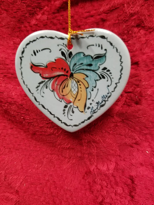 Telemark Heart Rosemal Ornament Ceramic