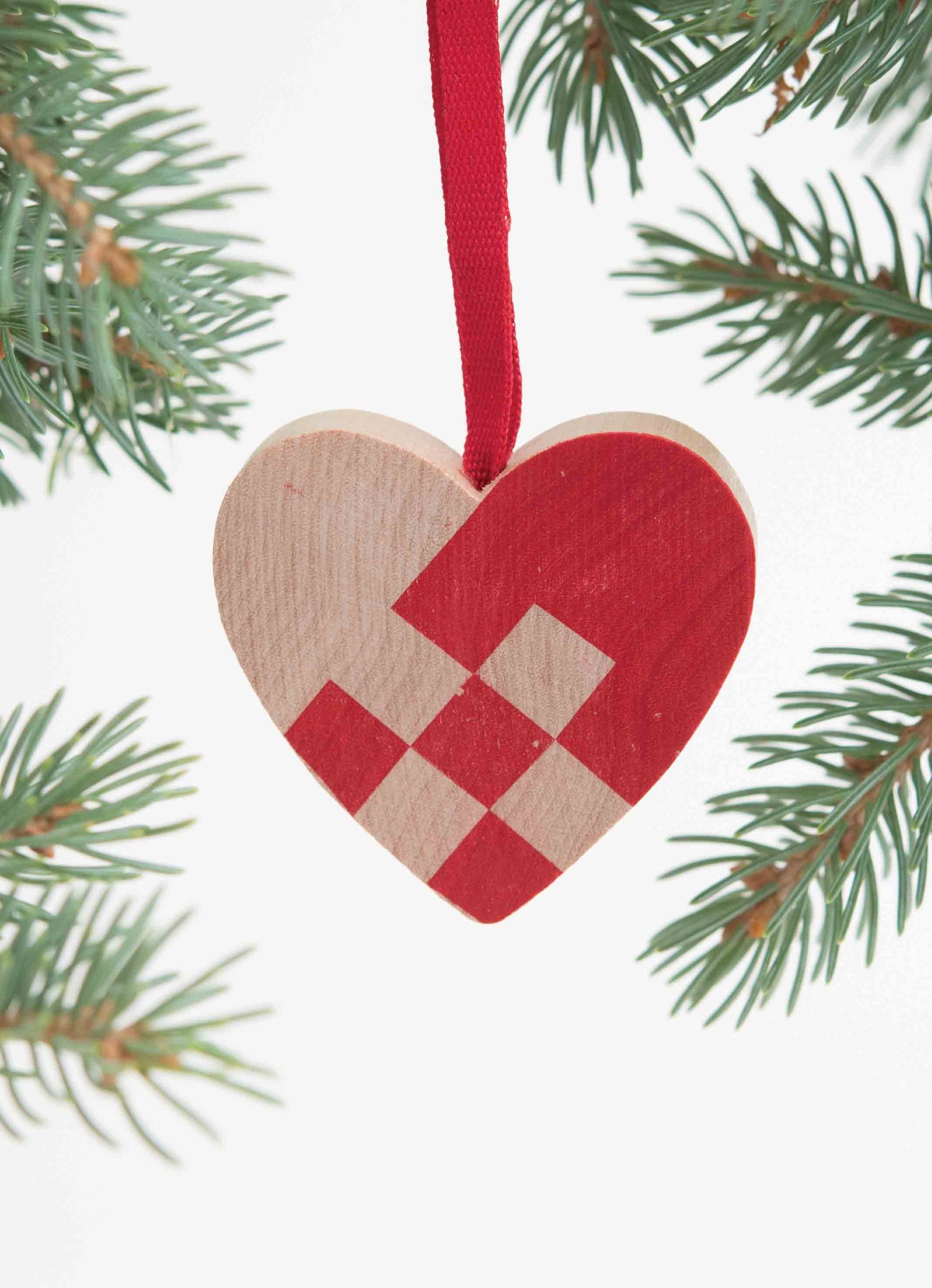 Woven Heart Wooden Ornament