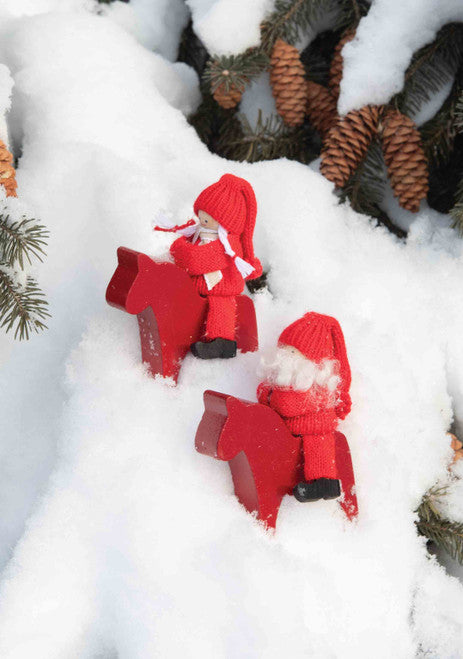 Tomte Girl on Dala Horse 3.5"