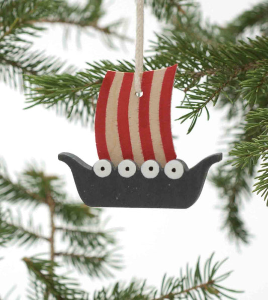 Ornament Wood Viking Ship