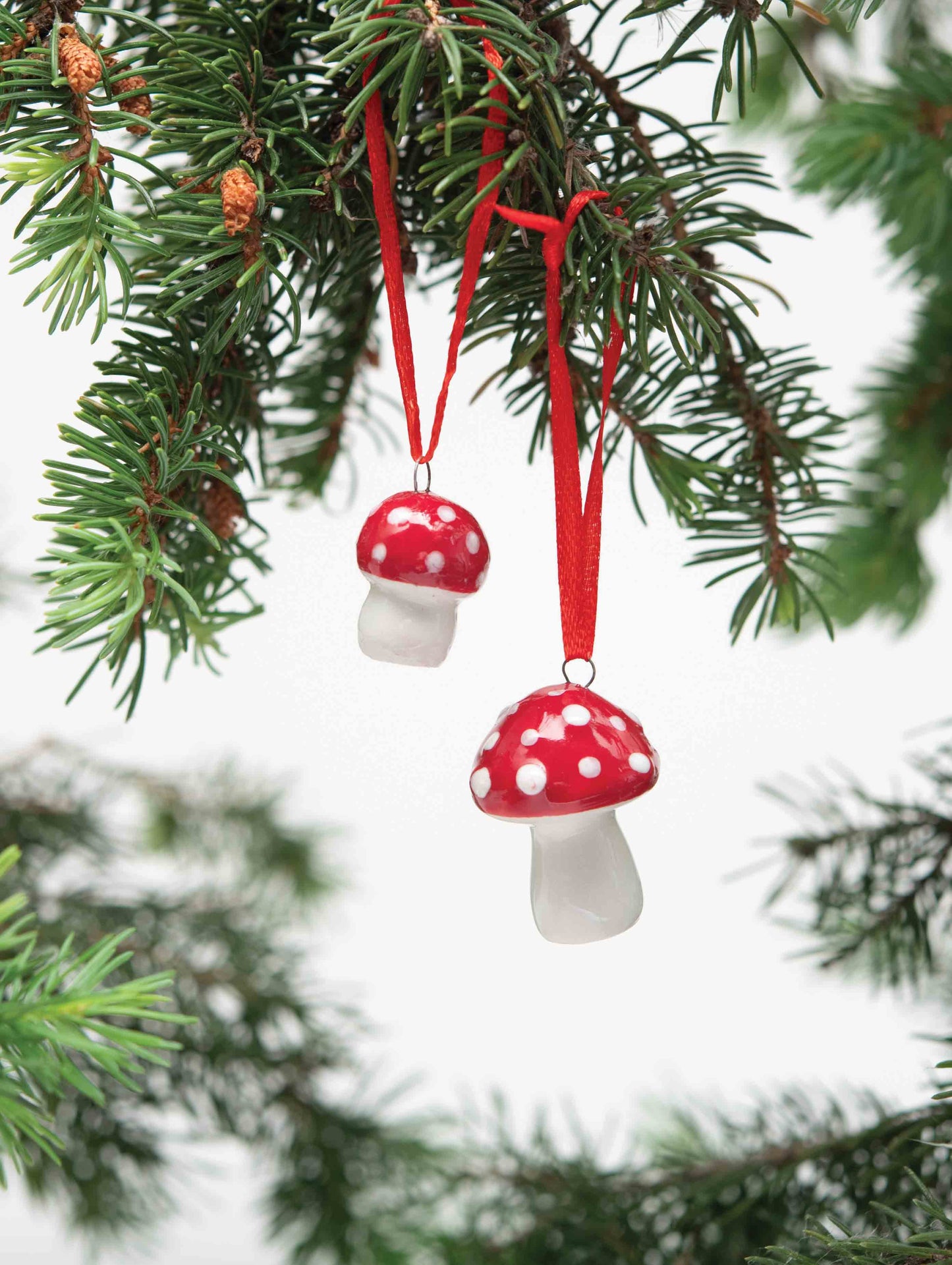 Mushroom Ceramic Ornament Pluto Set of 2