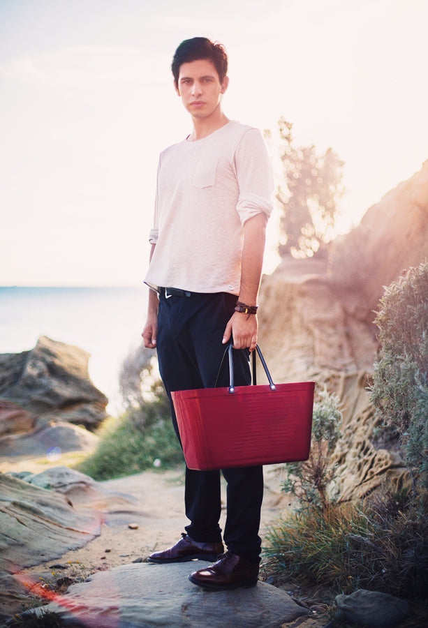 Hinza Tote Maroon Green Plastic