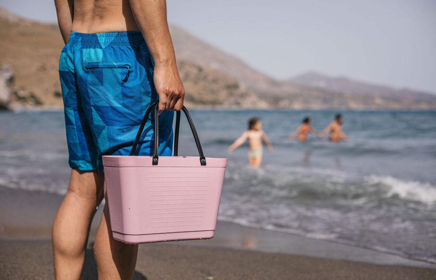 Hinza Tote Dusty Pink Green Plastic