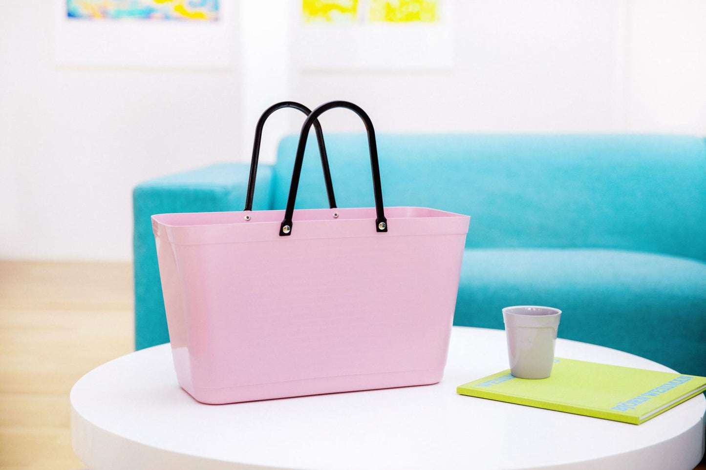 Hinza Tote Dusty Pink Green Plastic