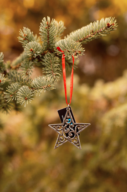 Rosemaling Star Pewter Ornament Norway
