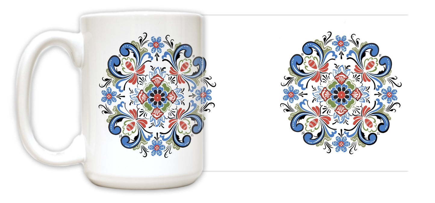 Colorful Rosemaling Mug