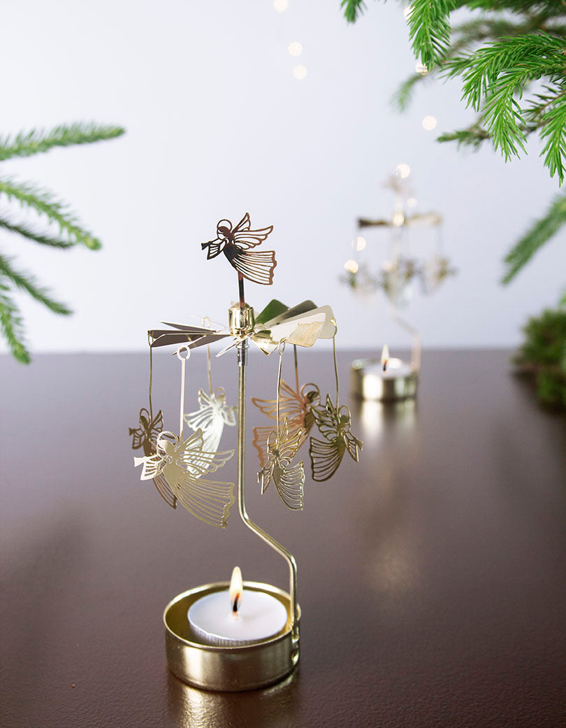 Rotary Candle Flying Angel Gold