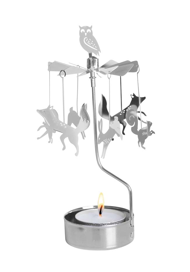 Rotary Candle Forest Animals Silver