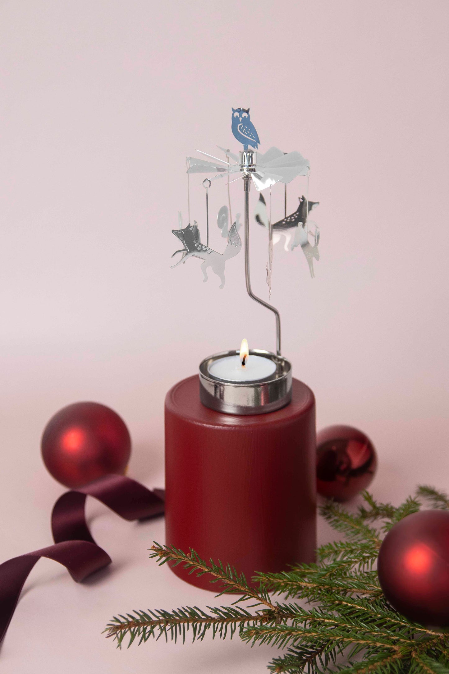 Rotary Candle Forest Animals Silver