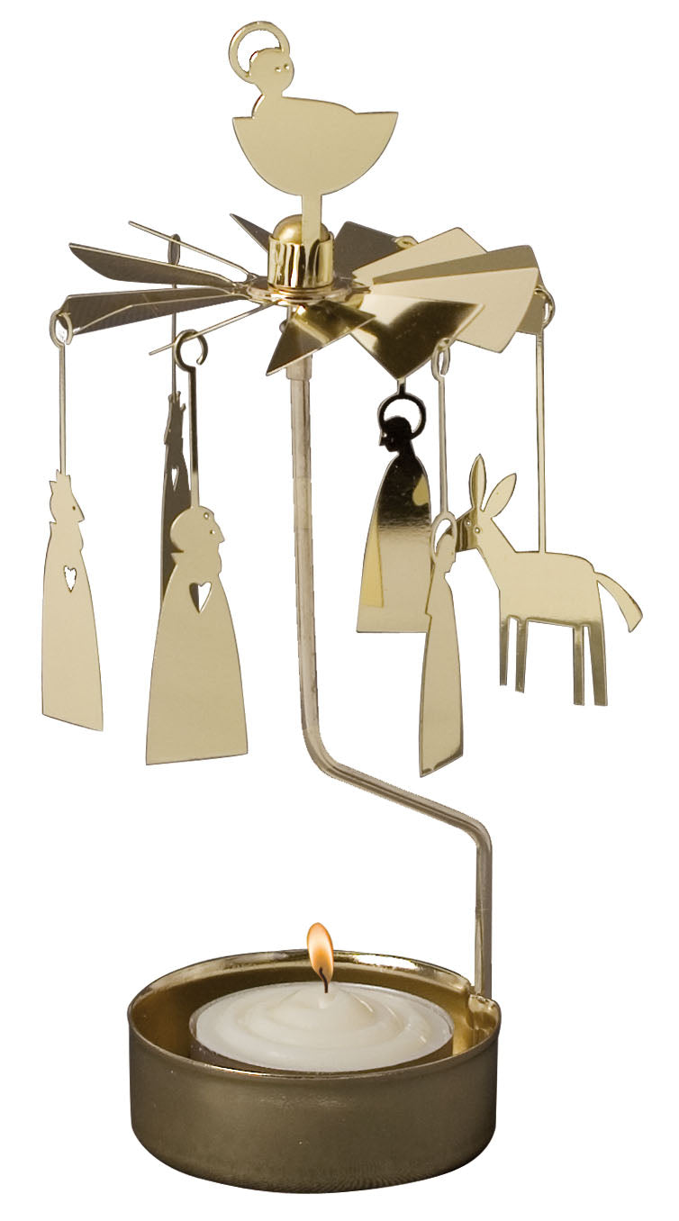 Rotary Candle Nativity Gold