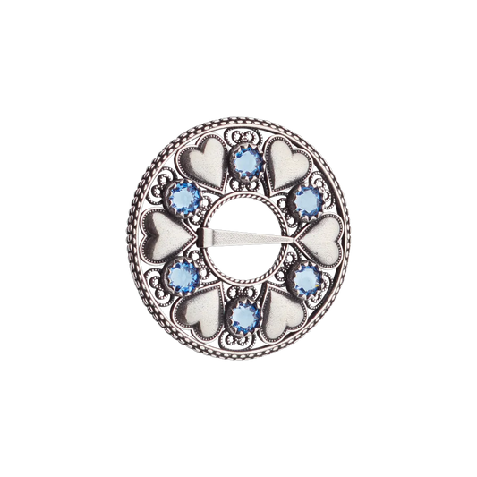 Sylvsmidja Solje Brooch Hearts & Light Blue Crystals