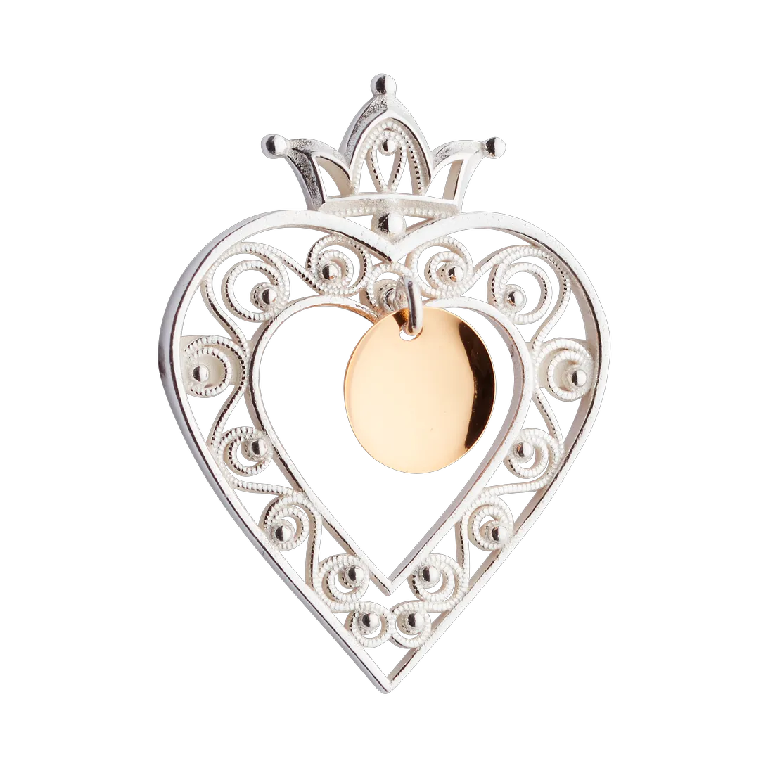 Sylvsmidja Heart Solje Brooch with Crown