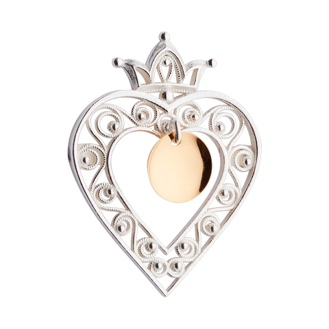 Sylvsmidja Heart Solje Brooch with Crown