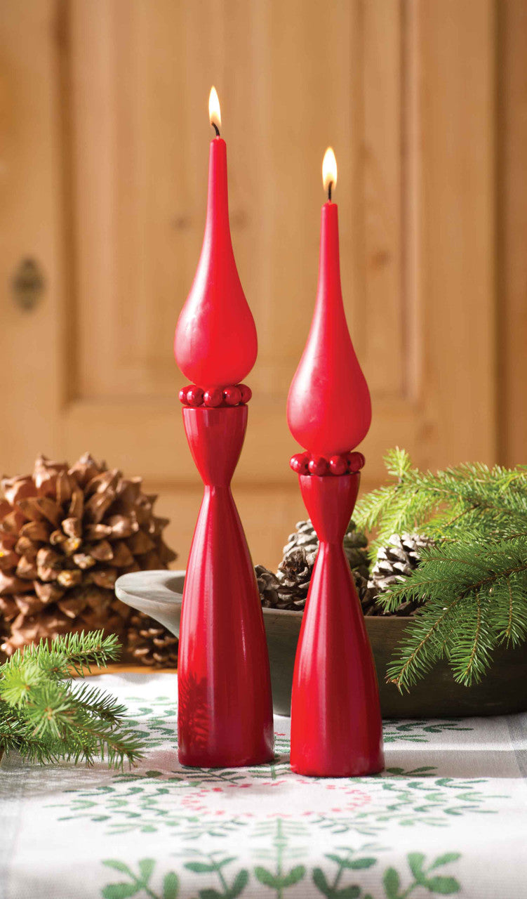 Candlestick Birch Wood Red