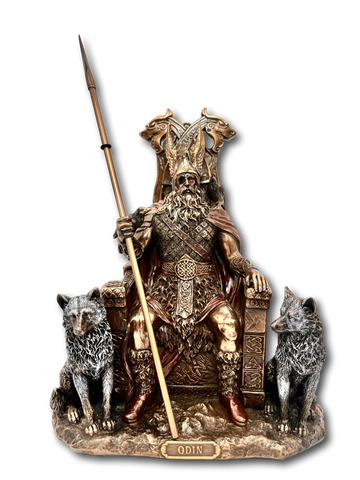 Bronze Odin on Throne Viking Statue Large