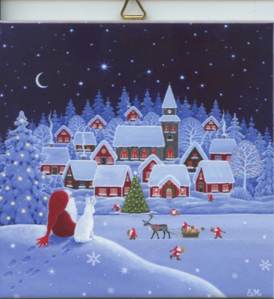 Tile Eva Tomte & Rabbit Watching Town