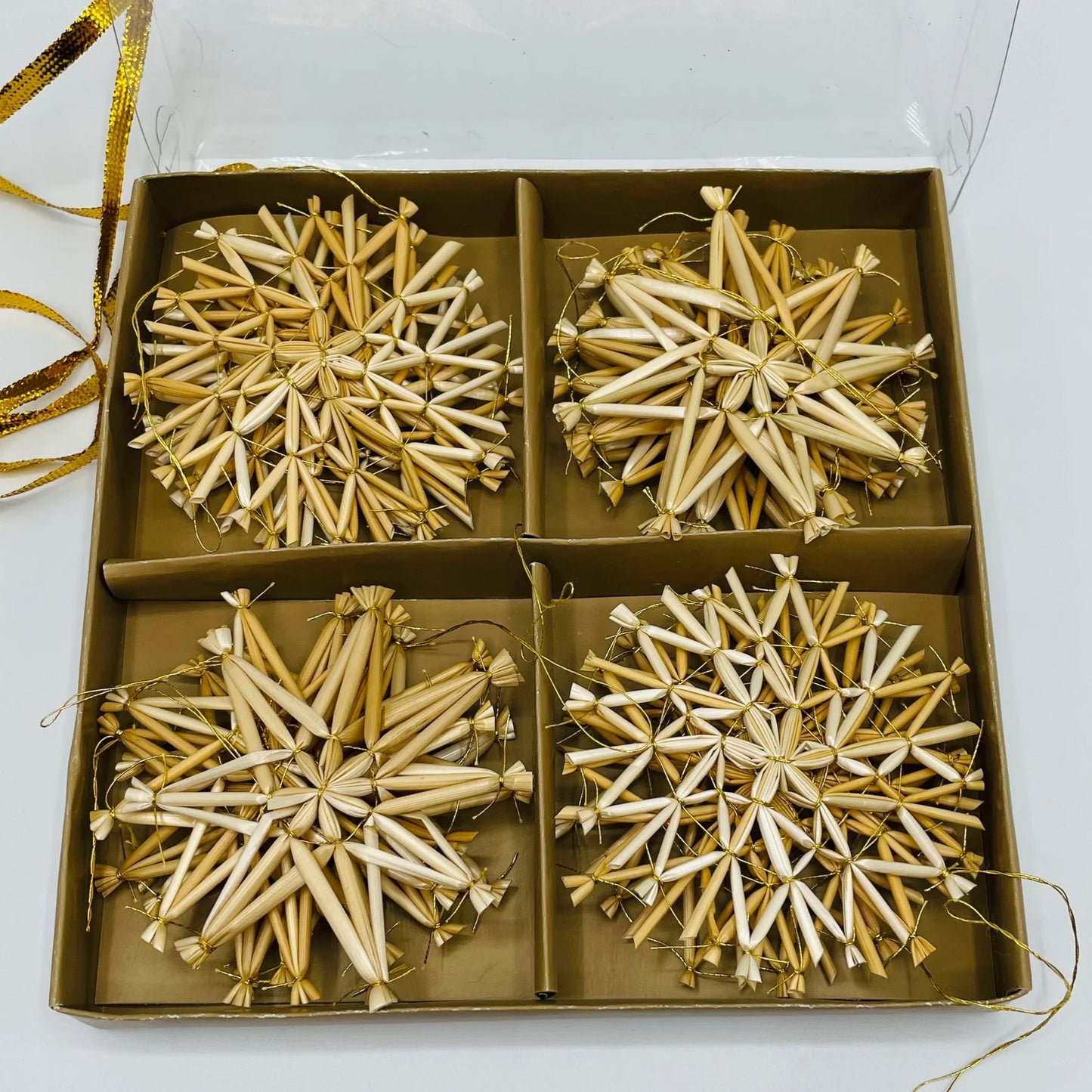 Straw Ornament Star Shape Box of 16