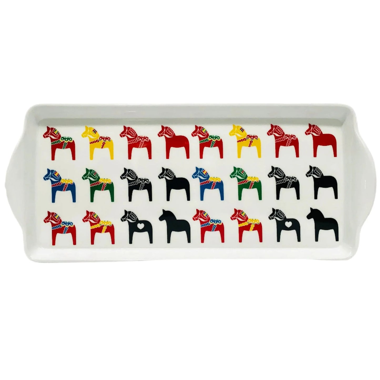 Almond Cake Serving Tray Dala Horses White