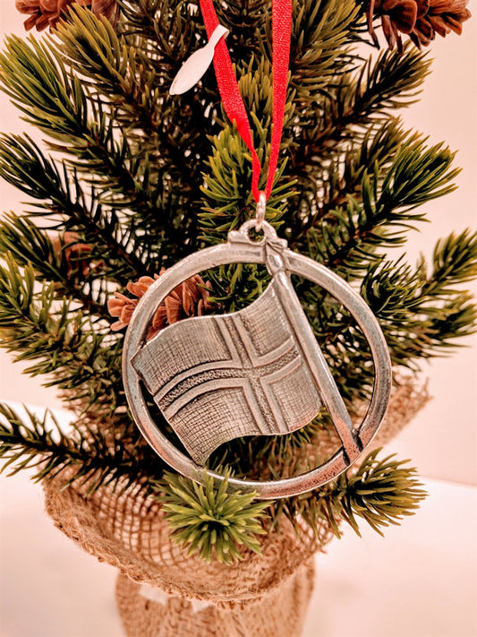 Norway Flag Pewter Ornament