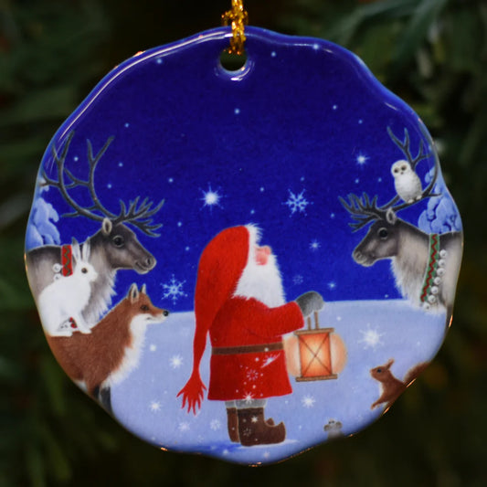 Ornament Eva Tomte with Reindeer & Owl