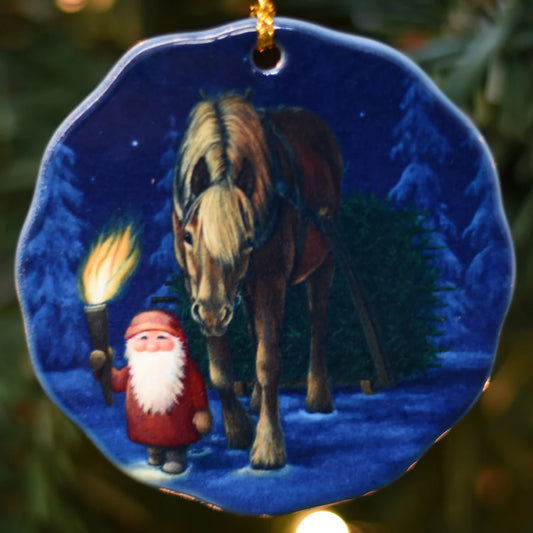 Ornament Eva Tomte & Horse with Torch