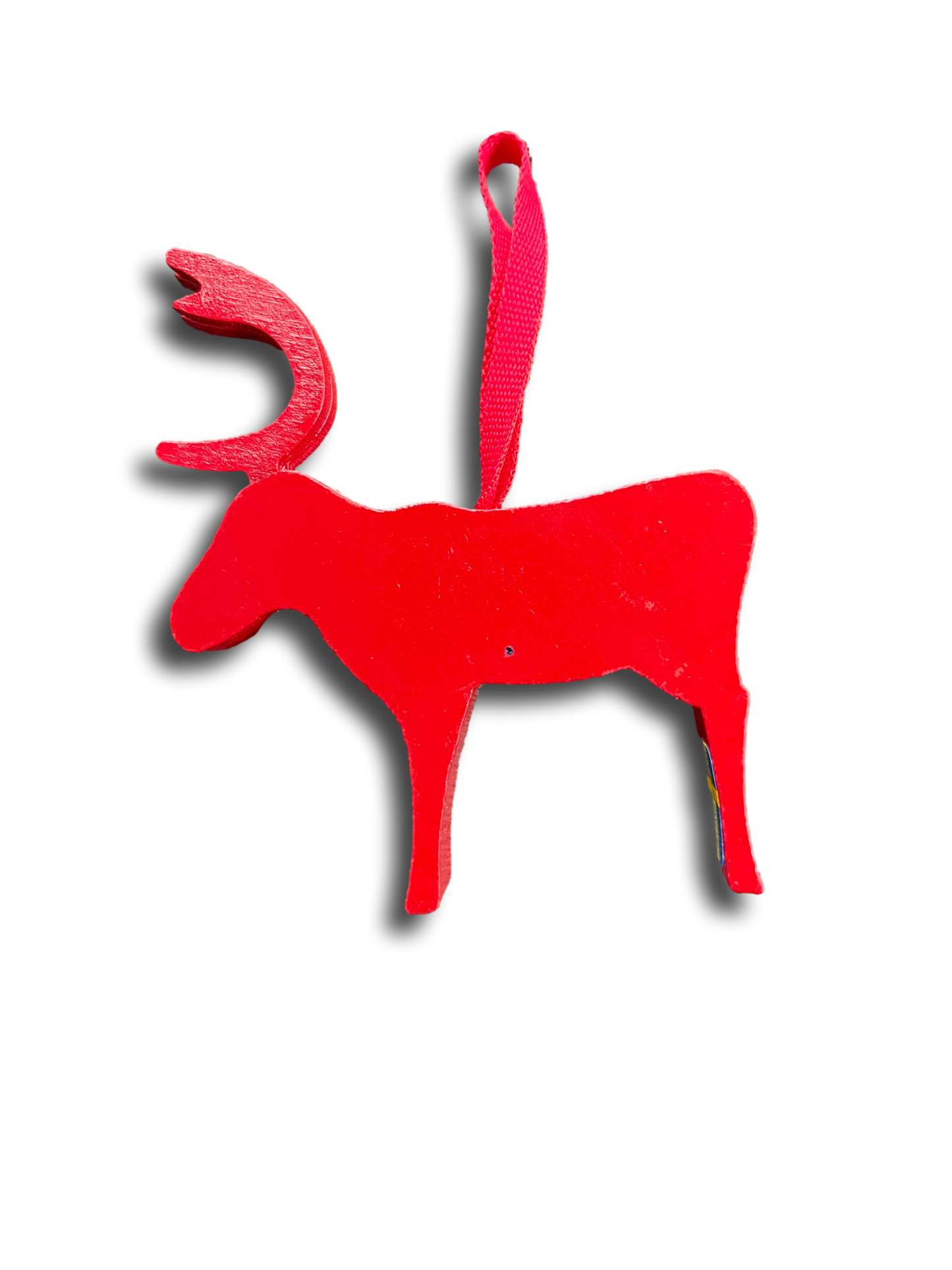 Ornament Wood Red Reindeer