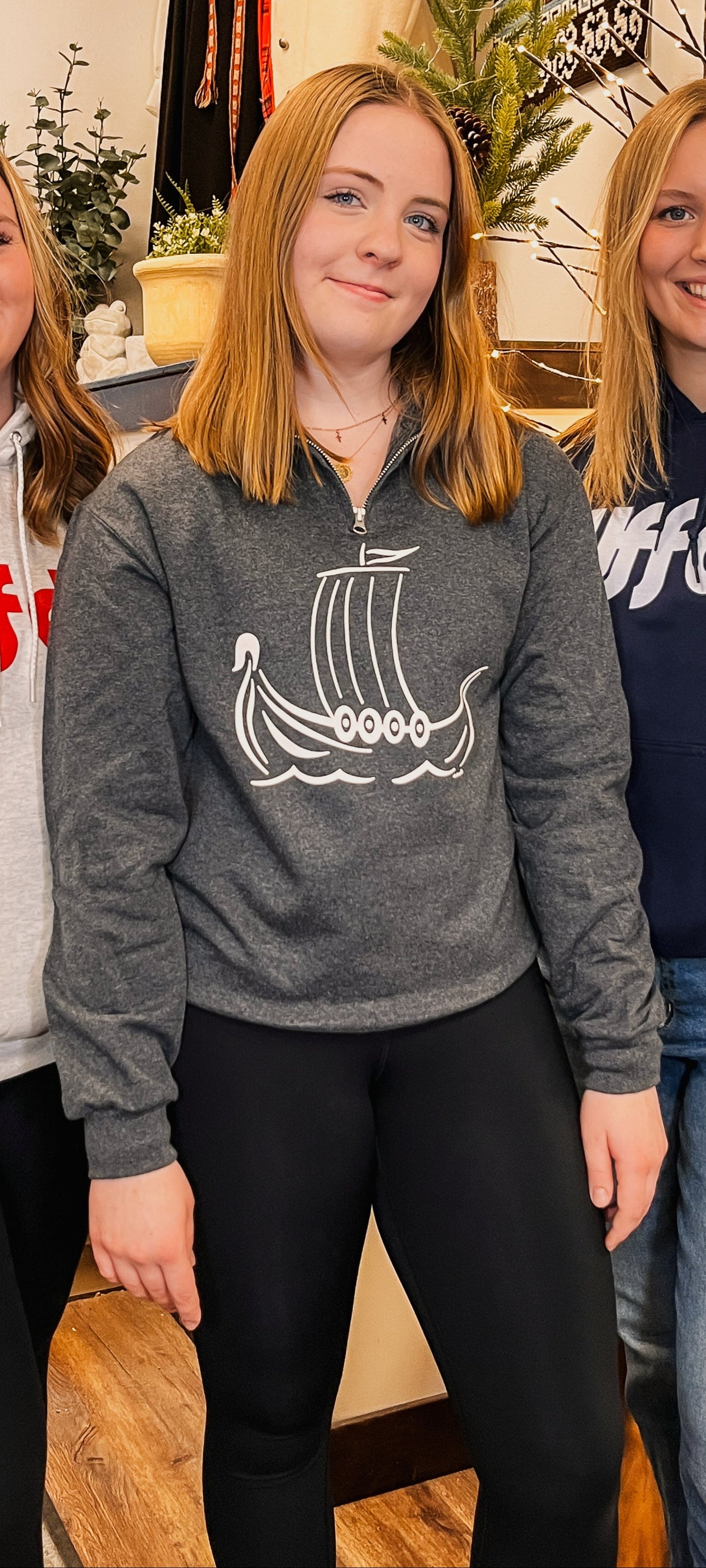 1/4 Zip Viking Ship Sweatshirt