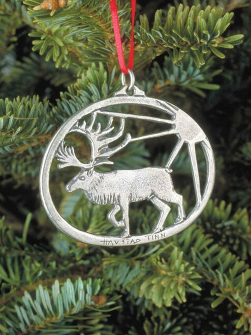 Reindeer Pewter Ornament Norway