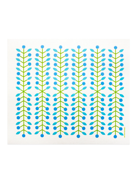 Swedish Drying Mat Berry Branch Blue