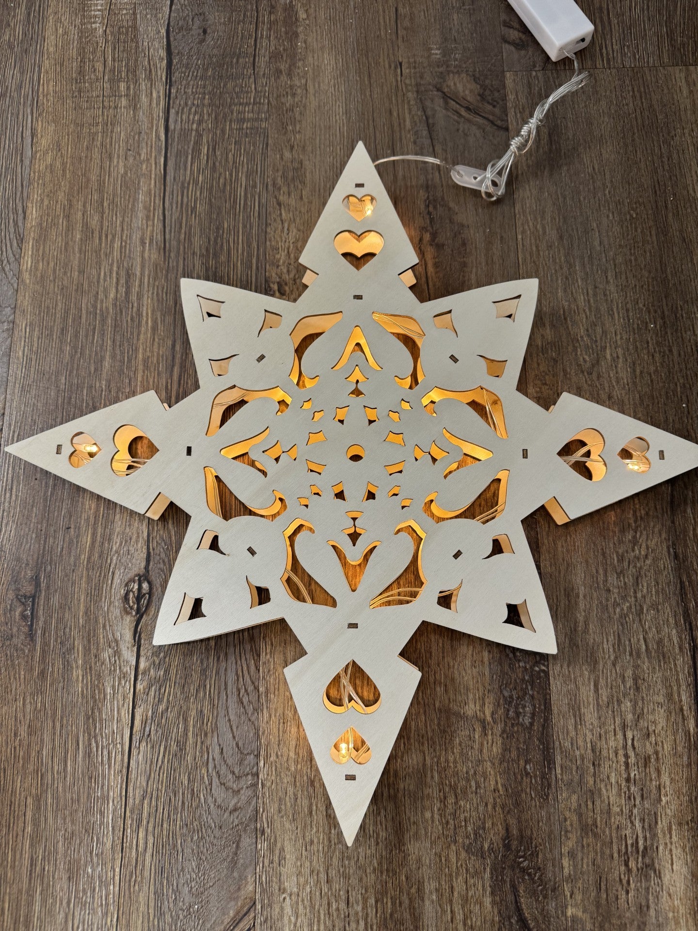 Scandilights Nordic Heart LED Wooden Hanging Star