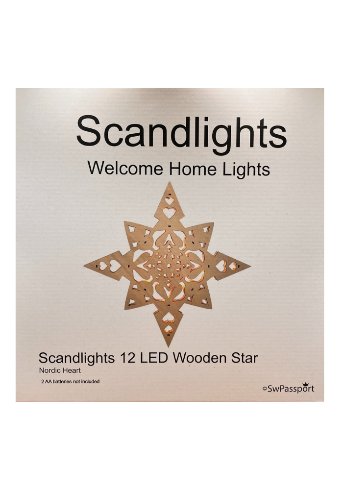 Scandilights Nordic Heart LED Wooden Hanging Star