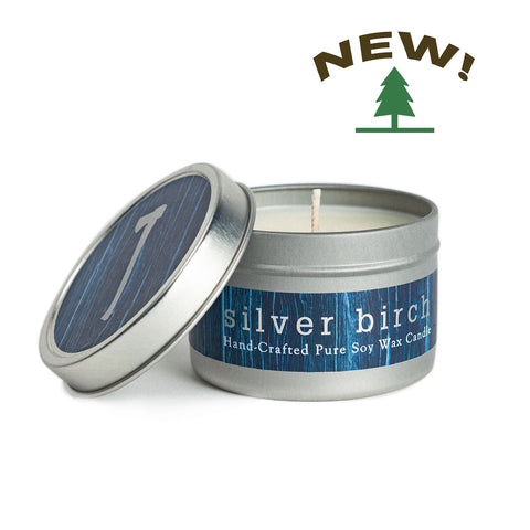 Candle Silver Birch Tin