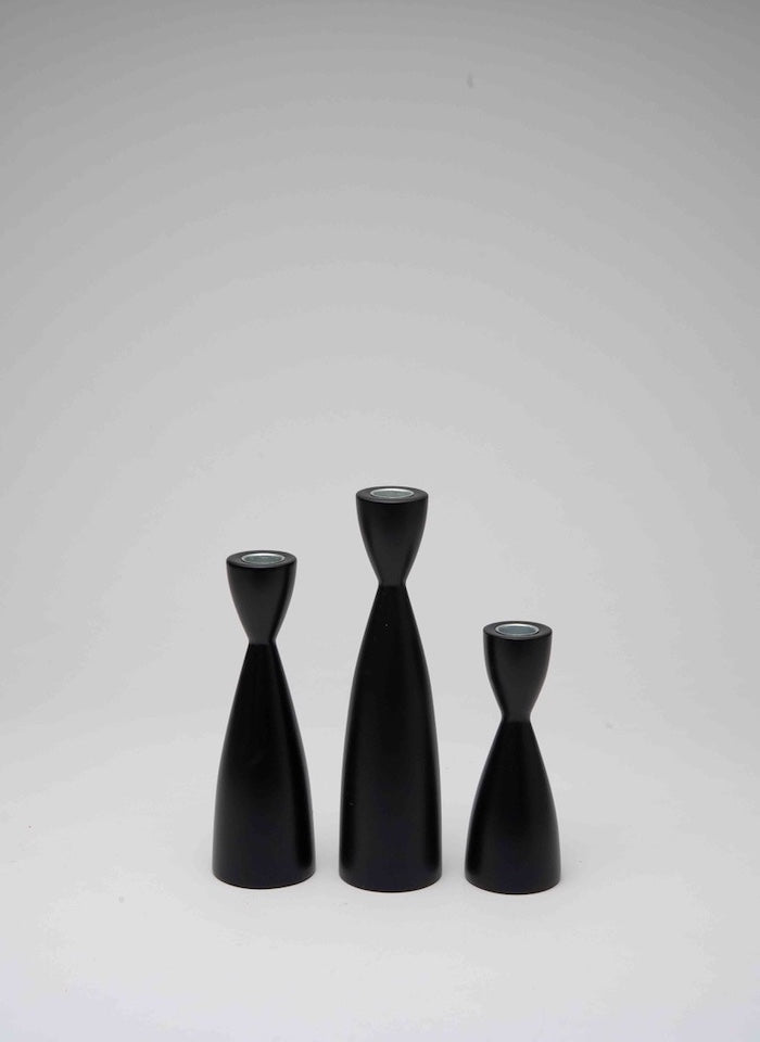 Candlestick Birch Wood Black