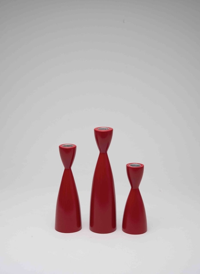 Candlestick Birch Wood Red