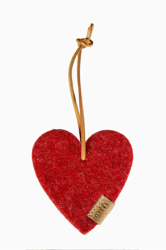 Oohh Wool Heart Onament Red
