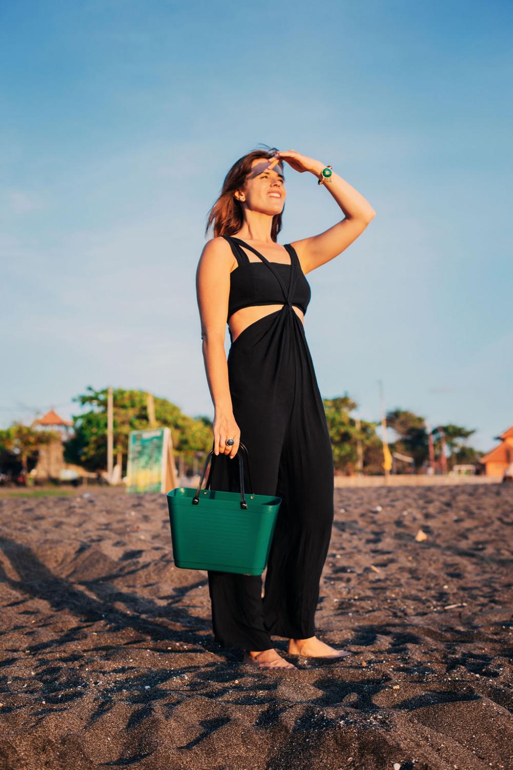 Hinza Tote Dark Green Green Plastic