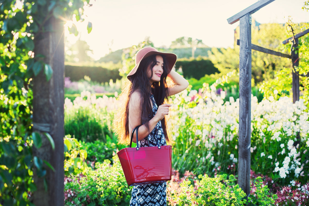 Hinza Tote Maroon Green Plastic
