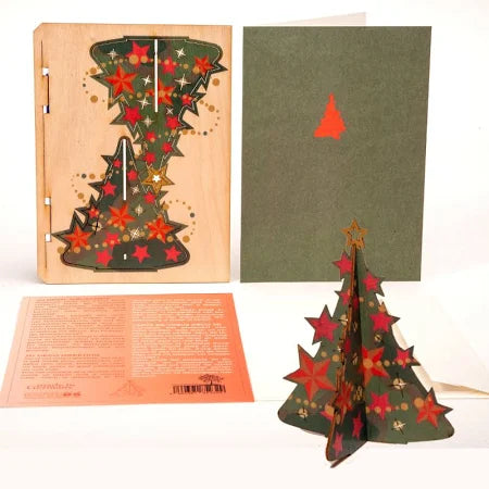 Christmas Tree 3D Lase-cut Wood Card