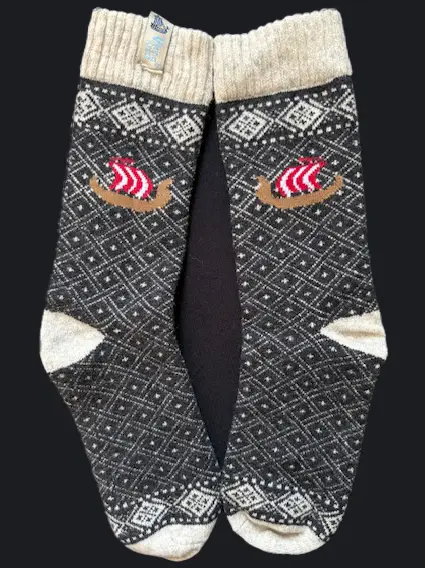Sock Viking Knit Wool - Viking Ship