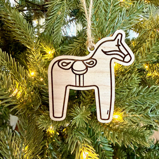 Ornament Dala Horse Wood Engraved Aurora North