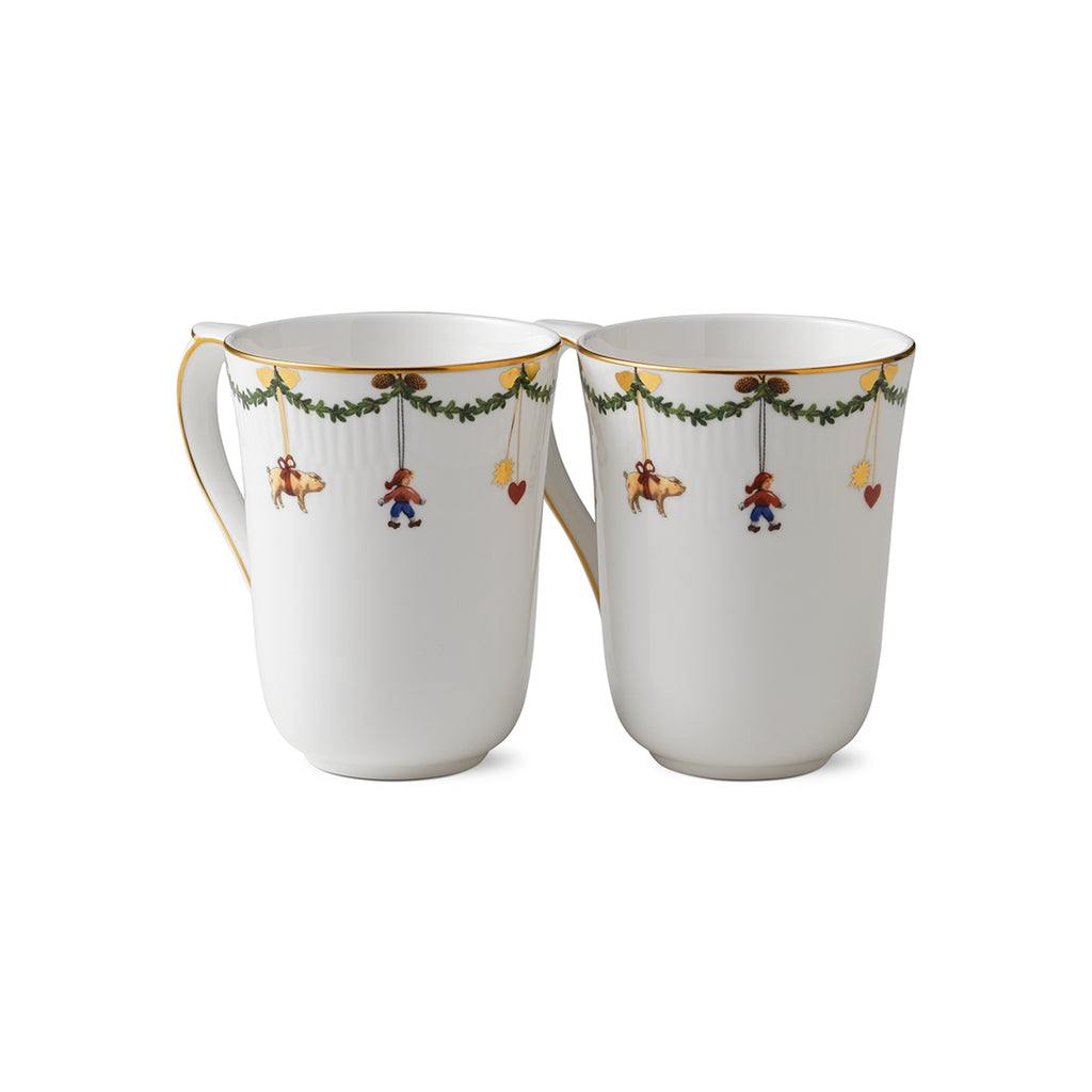 Royal Copenhagen Star Fluted Christmas Mugs