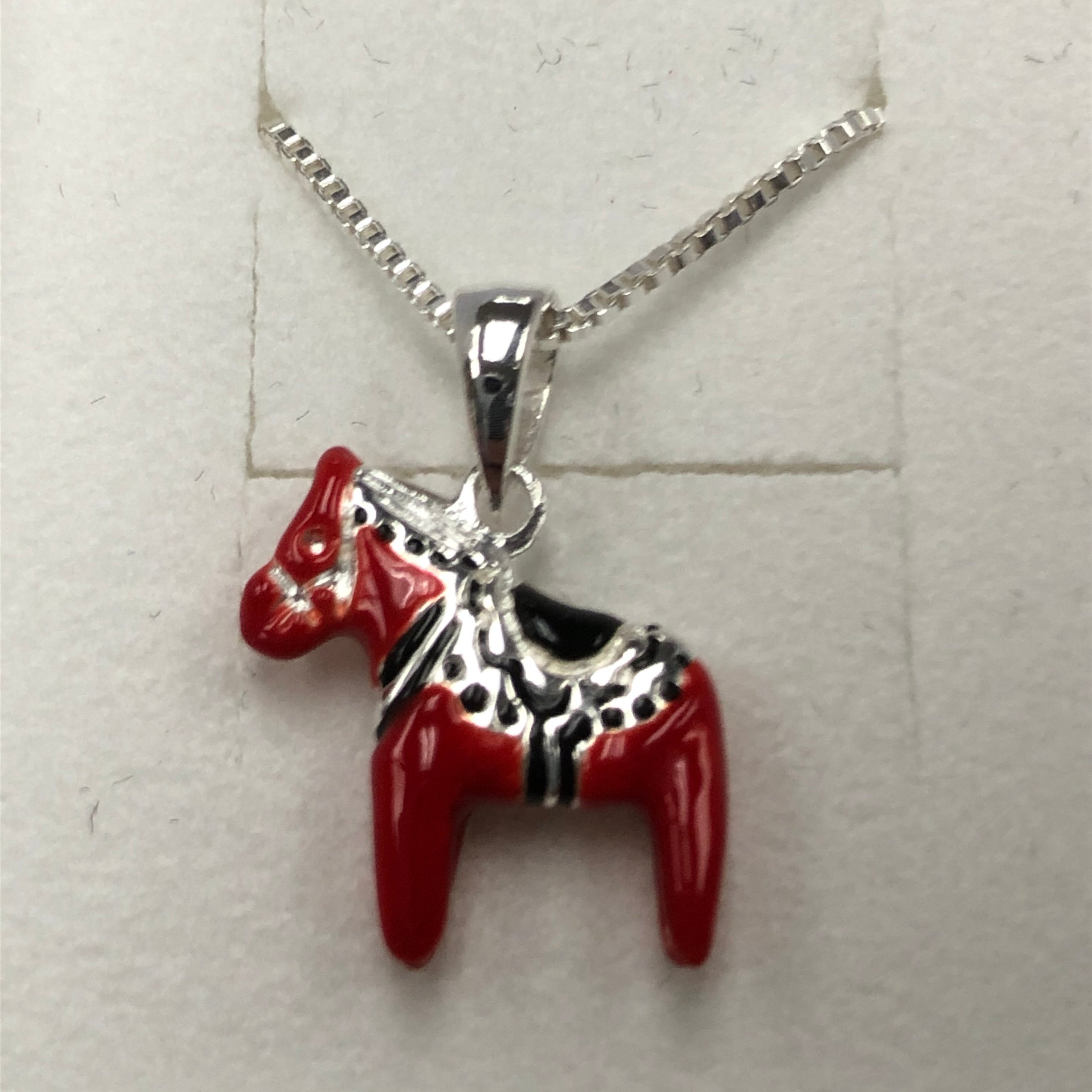 Red Dala Horse Sterling Necklace