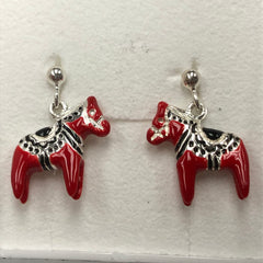 Dala Horse Earring Red Sterling