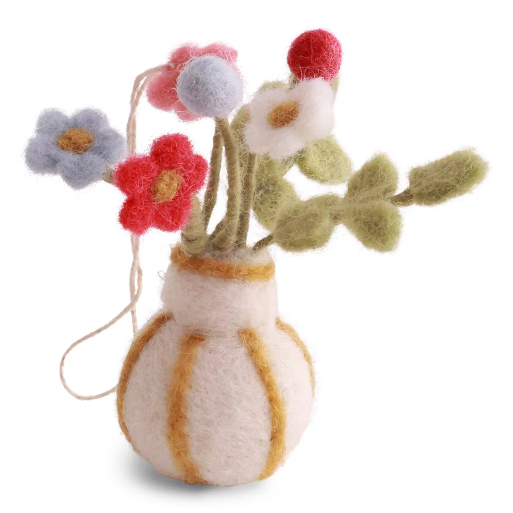 Gry & Sif Vase w/Stripes & Flowers