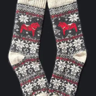 Sock Viking Knit Wool - Dala Horse