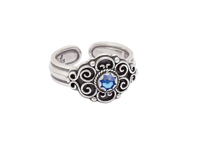 Sylvsmidja Ring Bunad Blue Stone Solje
