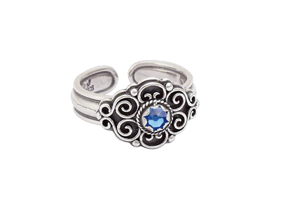 Sylvsmidja Ring Bunad Blue Stone Solje