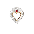 Sylvsmidja Brooch Heart Brooch Pin with Red Stone 906500