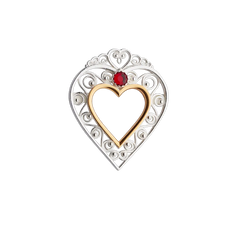 Sylvsmidja Brooch Heart Brooch Pin with Red Stone 906500